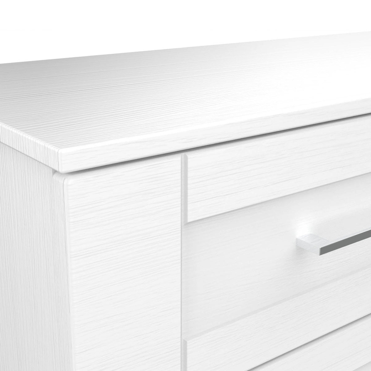 Bellamy White 3 Drawer Compact Dressing Table wood grain close up