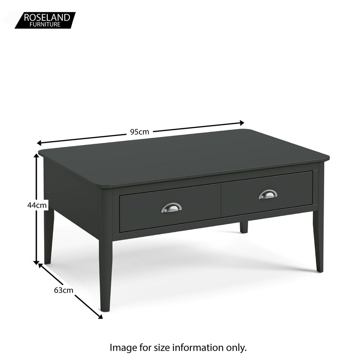 Dumbarton Charcoal Coffee Table - Size Guide