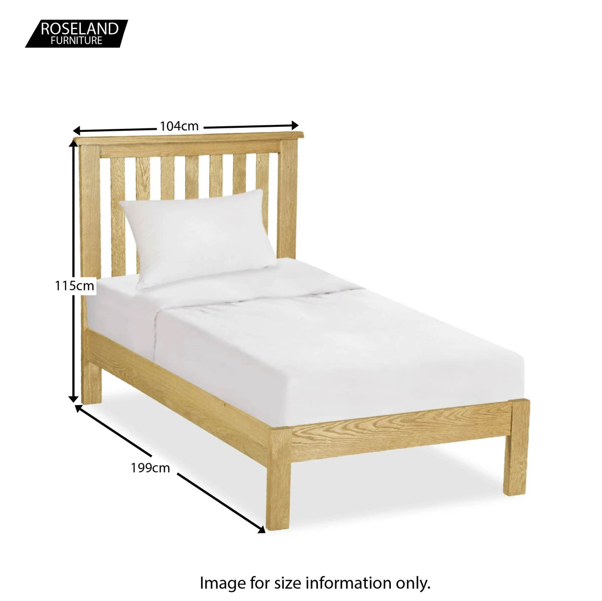 Lanner Oak Single Bed Frame - size guide