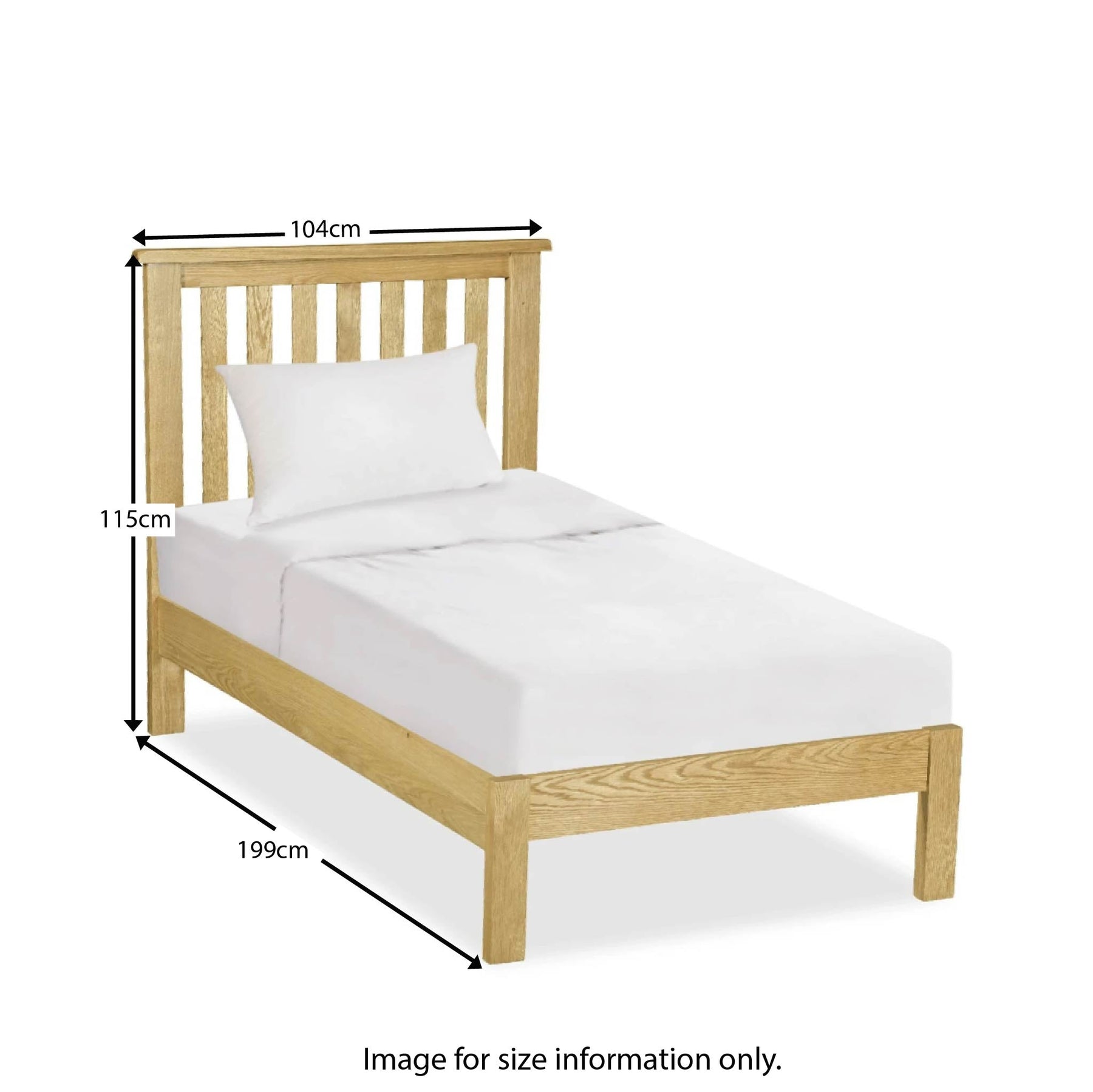Lanner Oak Single Bed Frame - size guide