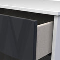 Geo White and Navy 1 Drawer Contemporary Bedside Table Cabinet with faux linen interior