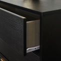 Hudson Black 4 Drawer Chest with gold legs drawer close up