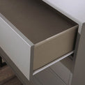 Hudson grey 2 drawer bedside table with black legs drawer close up