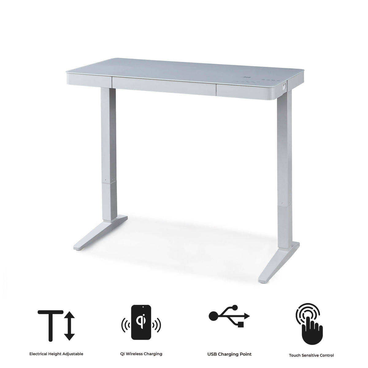 Lana Grey Wireless Smart Office Desk with Bluetooth speakers from Roseland Furniture