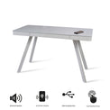 Slias Light Grey Wireless Smart Tech Office Desk with bluetooth speakers from Roseland Furniture