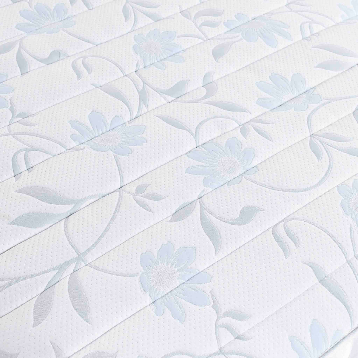 close up of the fabric on the Roseland Sleep Ivy Pocket Laytec Mattress