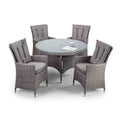 Palma 120cm Round Grey Rattan Dining Table & 4 Chairs Set from Roseland Furniture Garden Range
